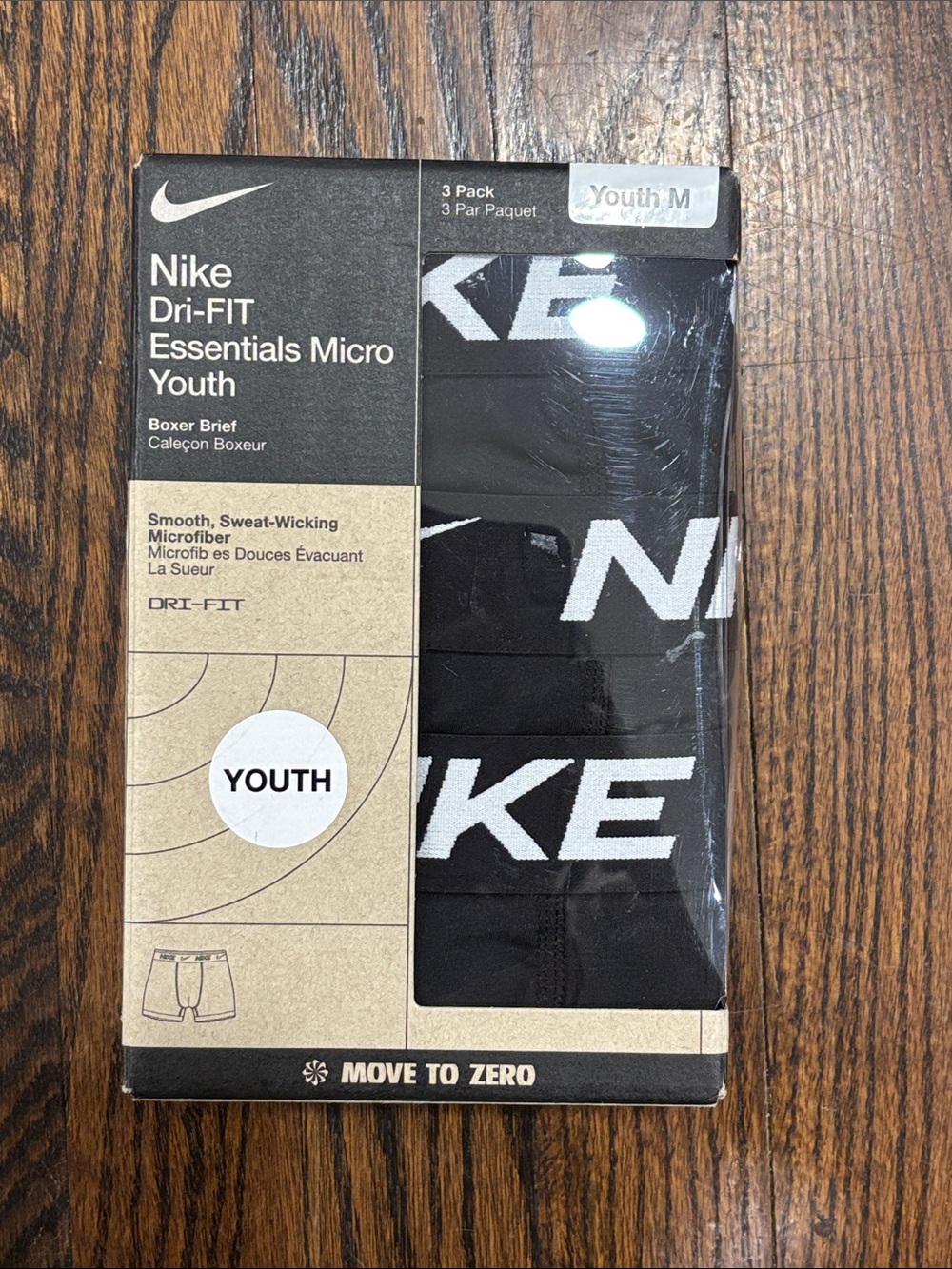 Nike boys Black Boxer Briefs 3-Pack size M